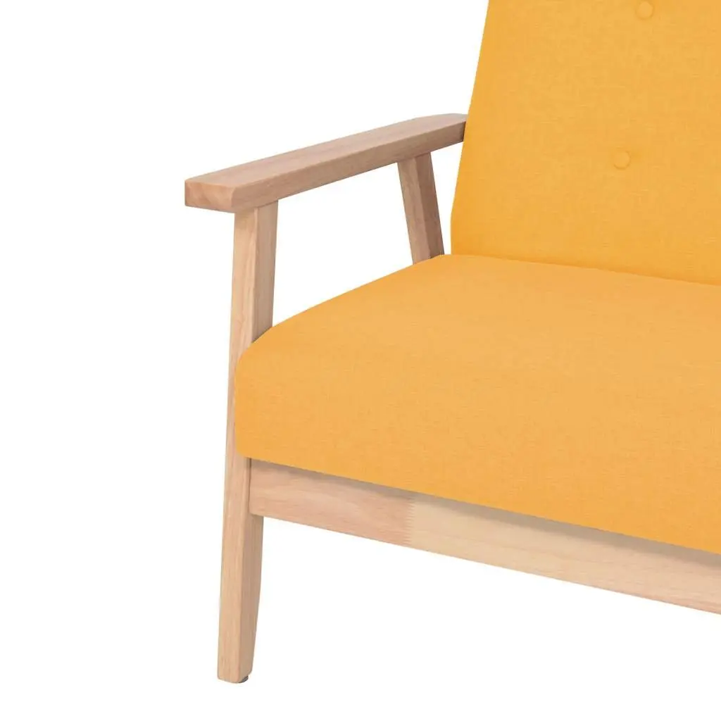 Armchair Yellow Fabric Living Room Lounge Chair Comfortable Padded Relaxation