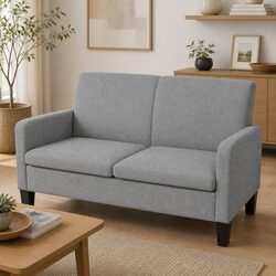 2-Seater Sofa Grey Lounge Couch Living Room Furniture Comfortable Settee 135cm