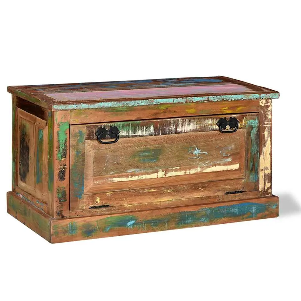 Shoe Storage Bench Solid Reclaimed Wood Entryway Hall Seating Multicolour