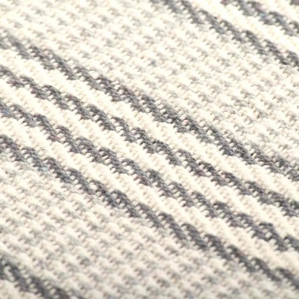 Cotton Throw Blanket Soft Striped 220x250 cm Grey White Tassel