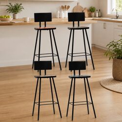 Bar Stools 4 pcs Solid Reclaimed Wood Industrial Style Counter Chairs Brown