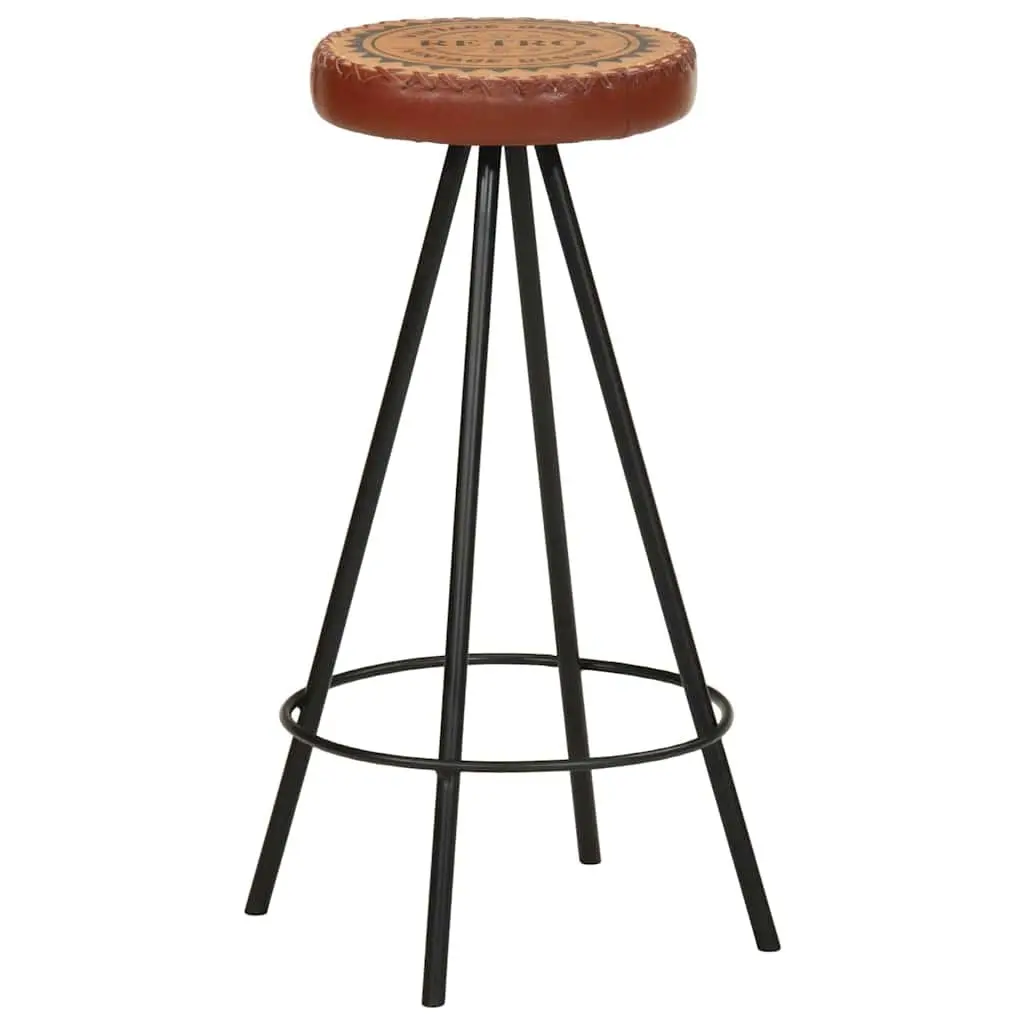 Bar Stools Industrial Style Upholstered Leather Canvas Set of 4 Brown