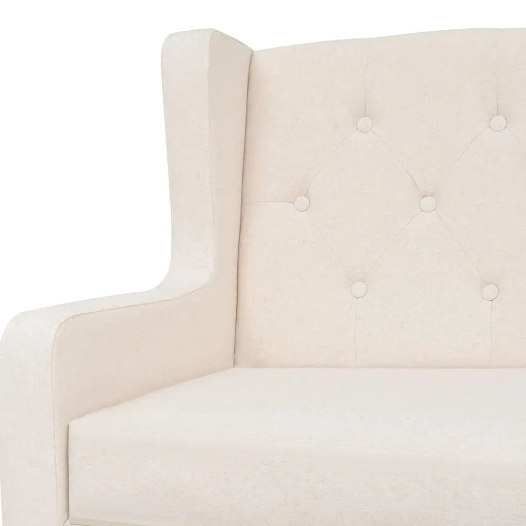 2-Seater Sofa Upholstered Foam Padded Solid Wooden Frame Cream White