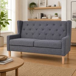 2-Seater Sofa Grey Fabric Lounge Couch Comfortable Living Room Furniture Easy