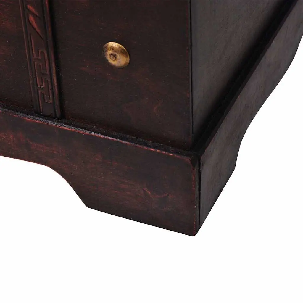 Wooden Storage Chest Antique Style Brown Latch Closure Portable Handles