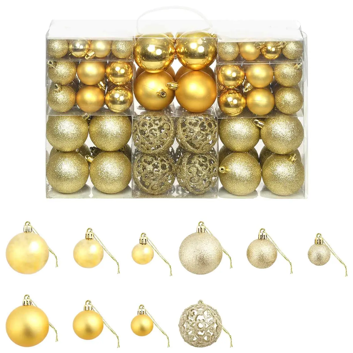 Christmas Ball Ornament Set Shatterproof 3cm 4cm 6cm Gold