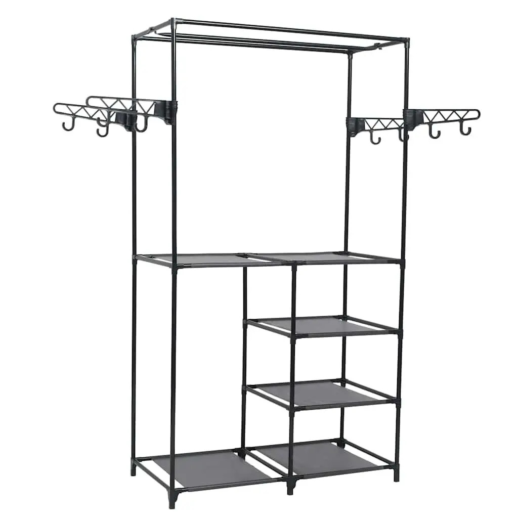 Clothes Rack Steel Frame Non-woven Fabric Shelves Garment Storage Black 87x44x158cm