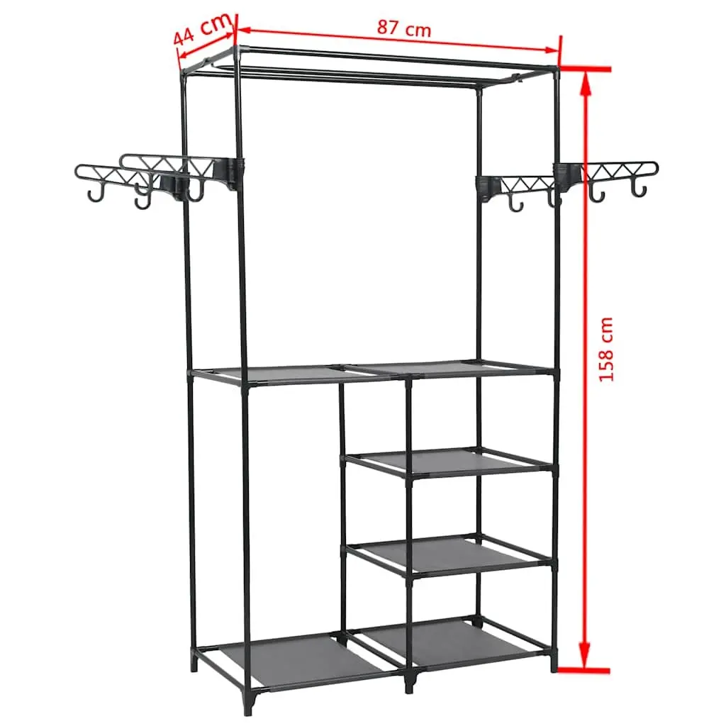 Clothes Rack Steel Frame Non-woven Fabric Shelves Garment Storage Black 87x44x158cm