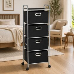 Shelving Unit 4 Storage Boxes Steel Frame Bedroom Bathroom Organiser Castors