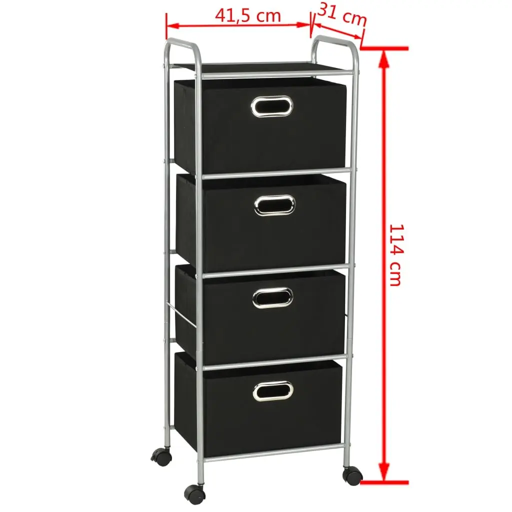 Shelving Unit 4 Storage Boxes Steel Frame Bedroom Bathroom Organiser Castors