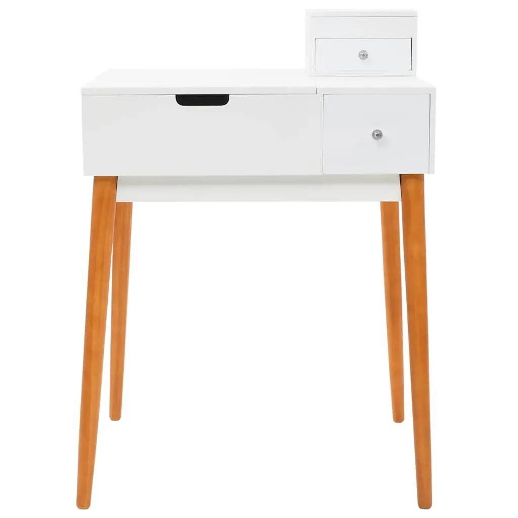Dressing Table with Mirror Hinged Panel Storage White MDF 60W x 50D x 86H cm