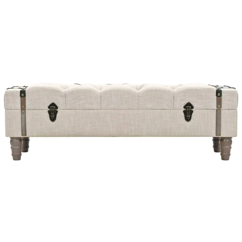 Storage Bench Solid Wood Padded Seat Steel Frame White