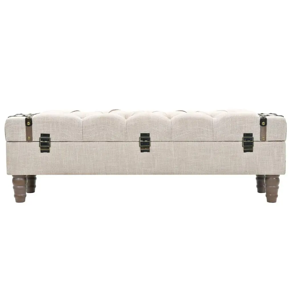 Storage Bench Solid Wood Padded Seat Steel Frame White