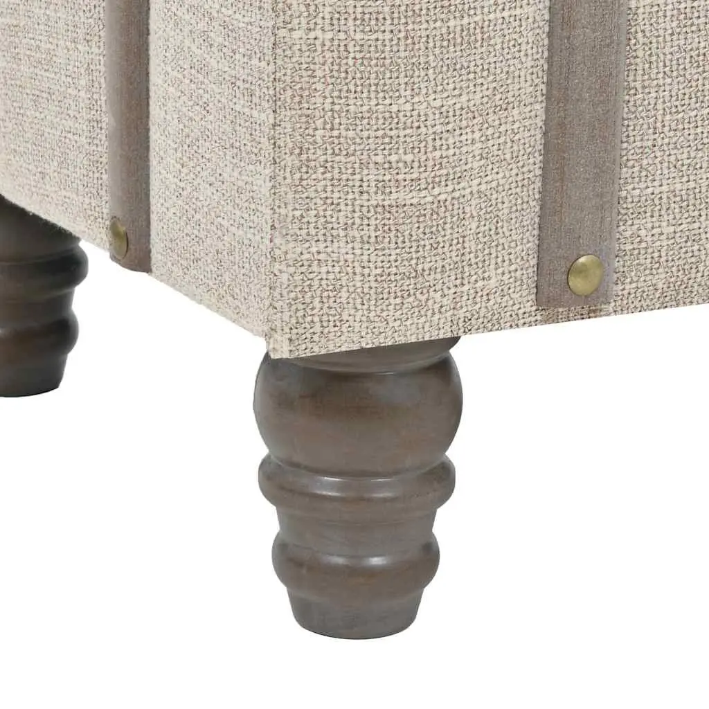 Storage Bench Solid Wood Padded Seat Steel Frame White