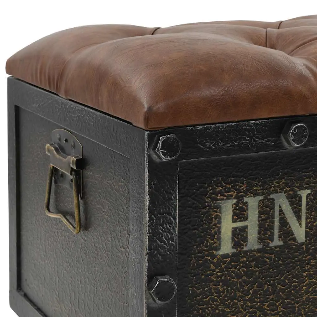 Storage Bench Tufted Cushion 80.5x41x50cm Solid Wood Artificial Leather Brown