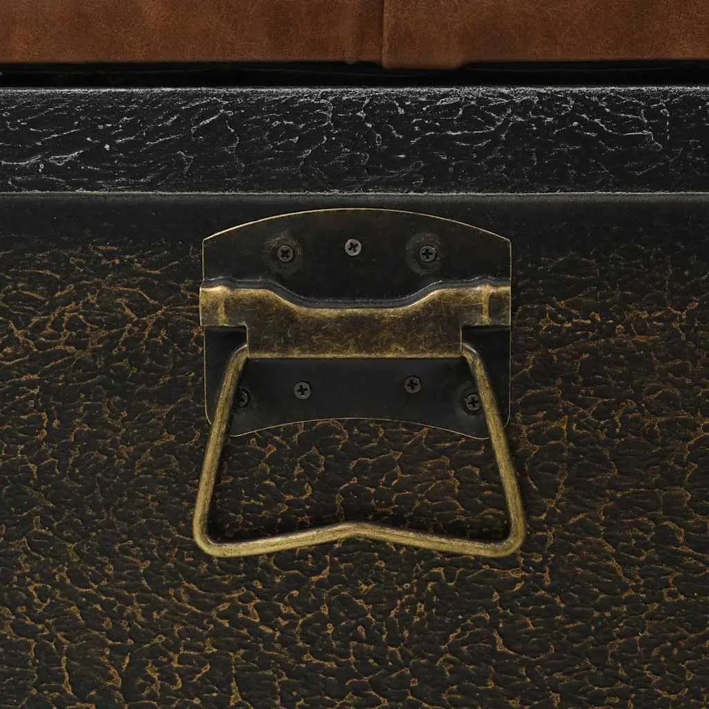 Storage Bench Tufted Cushion 80.5x41x50cm Solid Wood Artificial Leather Brown