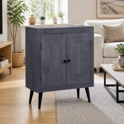 Sideboard Grey Solid Mango Wood Cabinet Storage Furniture Buffet Retro Style