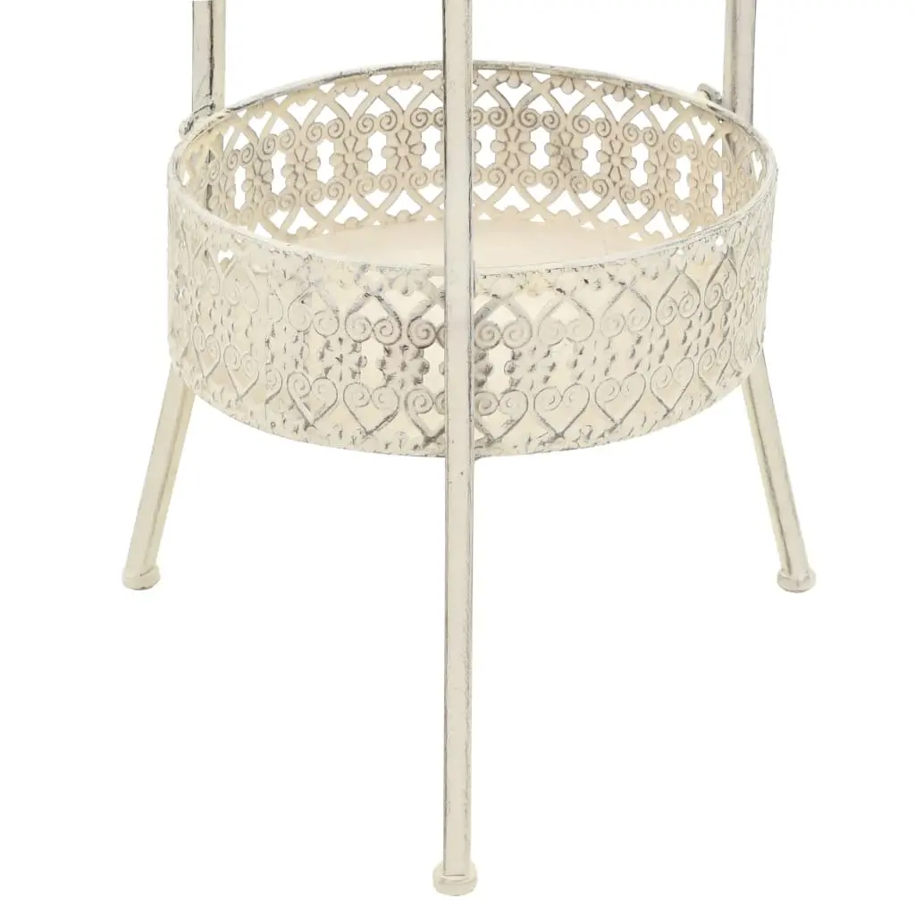Round Bistro Table Vintage Style Metal White 40cm Diameter 70cm Height