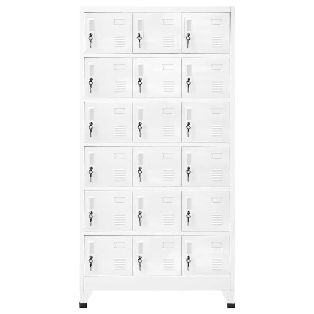Metal Locker Cabinet Lockable Doors 18 Compartments Grey Sheet Metal