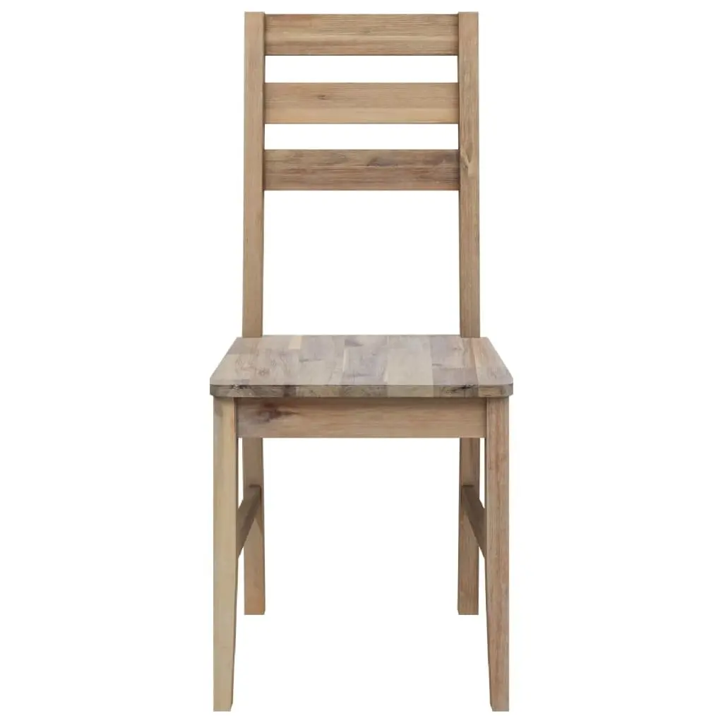 Dining Chairs Solid Acacia Wood Brushed Surface Brown 2 Piece Set