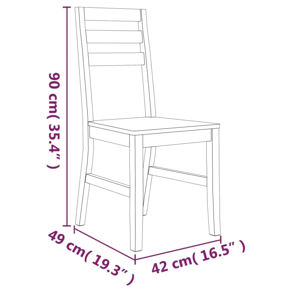 Dining Chairs Solid Acacia Wood Brushed Surface Brown 2 Piece Set