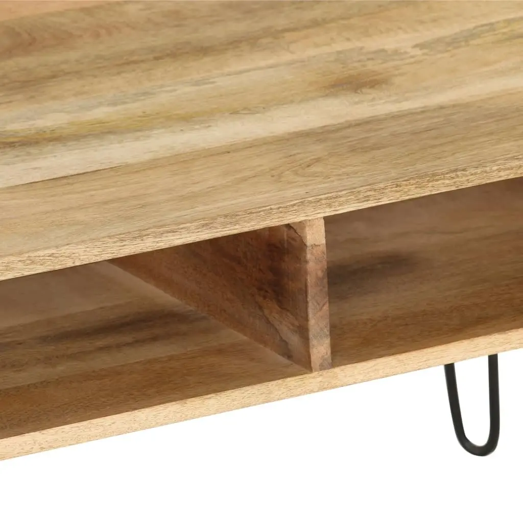 TV Stand Solid Mango Wood Industrial Style Storage Shelf 110cm Brown