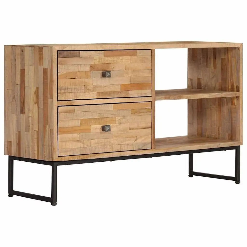 TV Cabinet Handmade Reclaimed Teak Wood Rustic Lowboard Storage Unit Brown