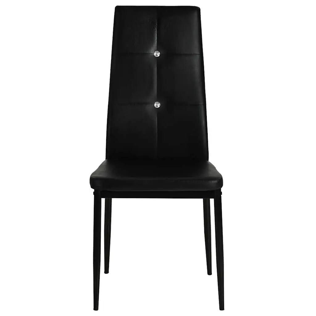 Dining Chairs Ergonomic Backrest 2 Piece Black Faux Leather