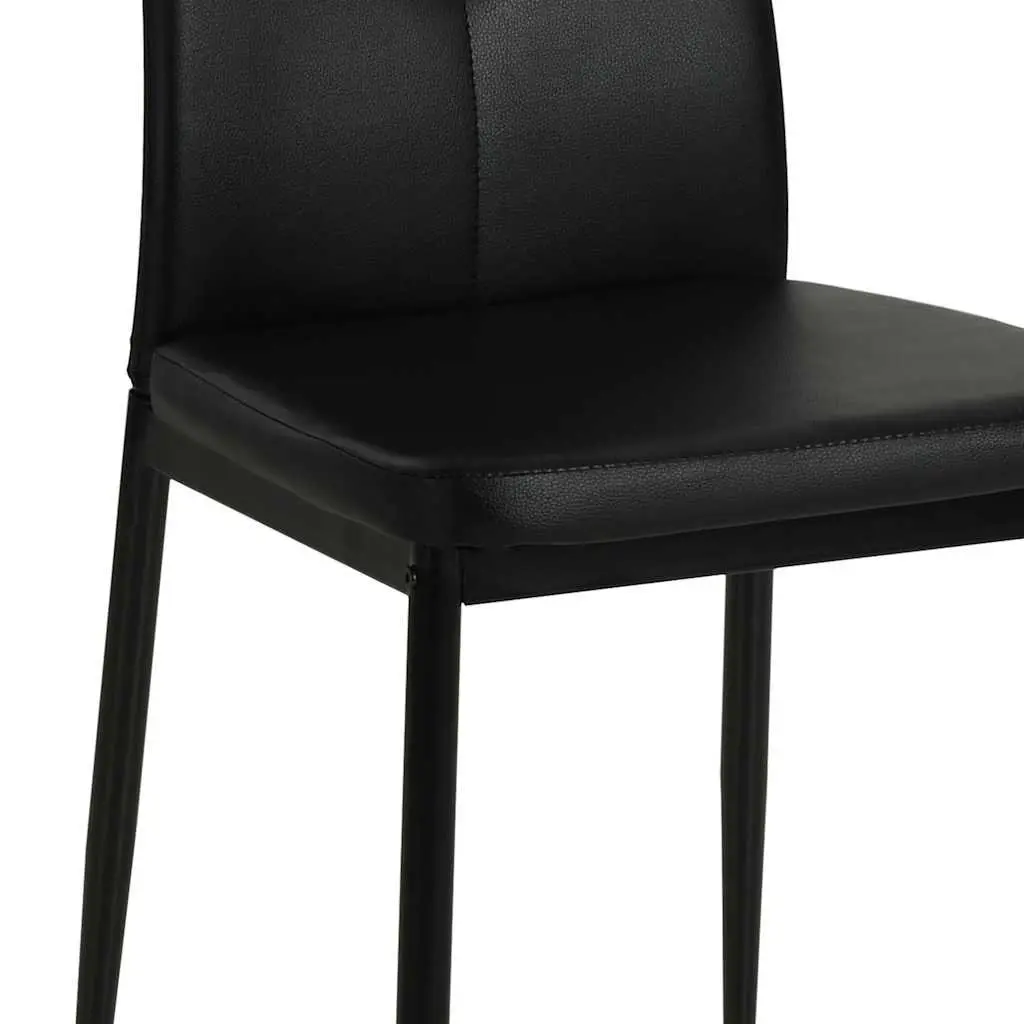 Dining Chairs Ergonomic Backrest 2 Piece Black Faux Leather
