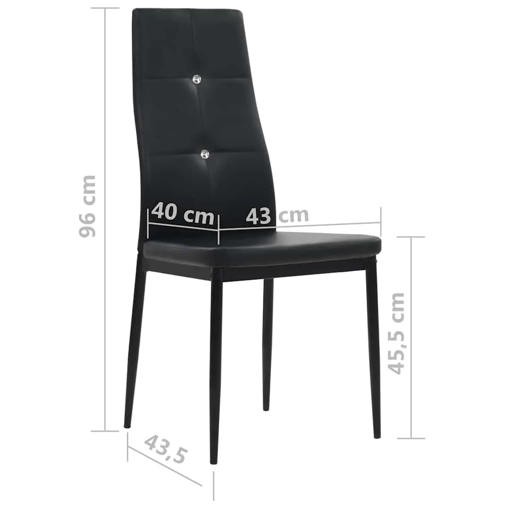 Dining Chairs Ergonomic Backrest 2 Piece Black Faux Leather