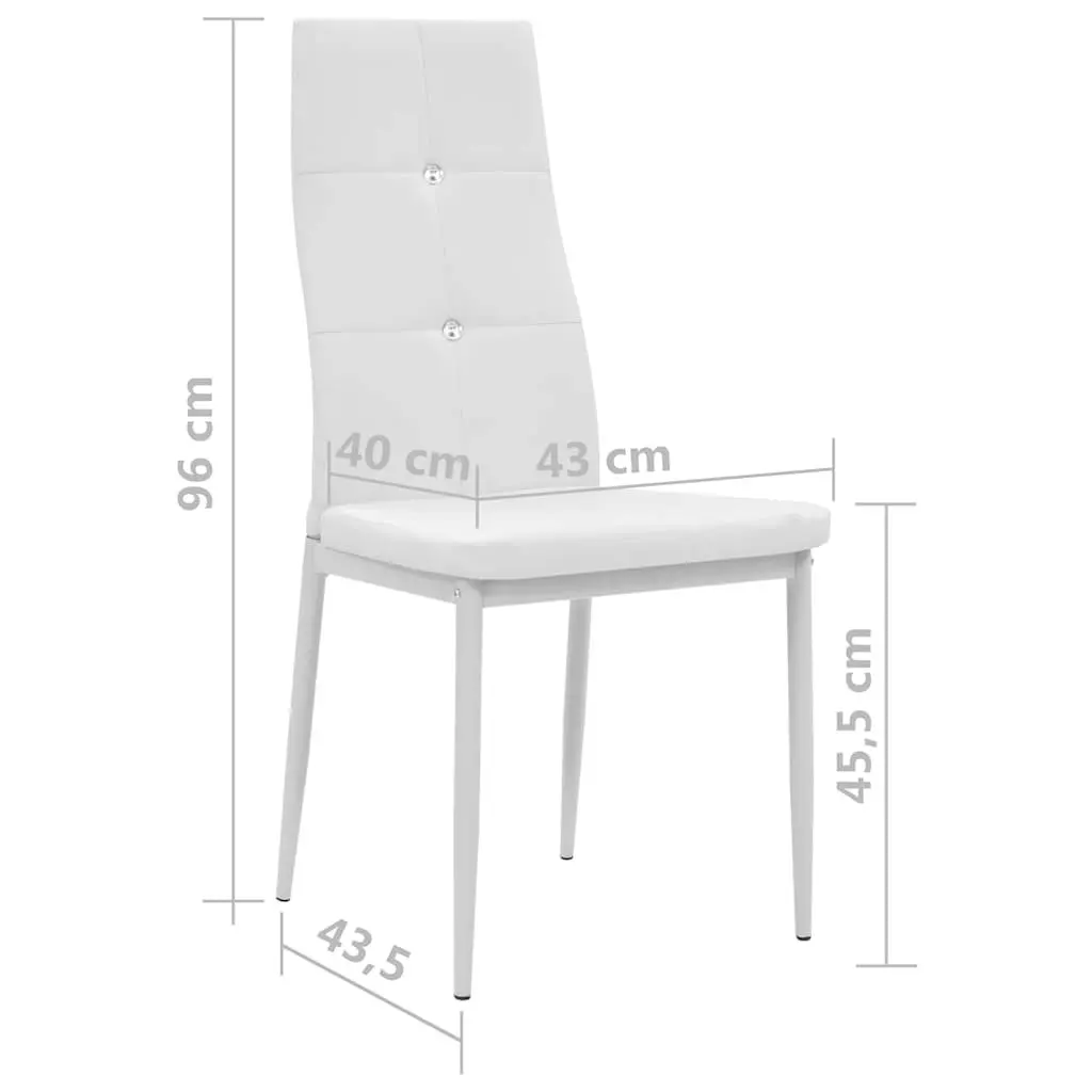 Dining Chairs Padded Backrest White Faux Leather 2 Piece