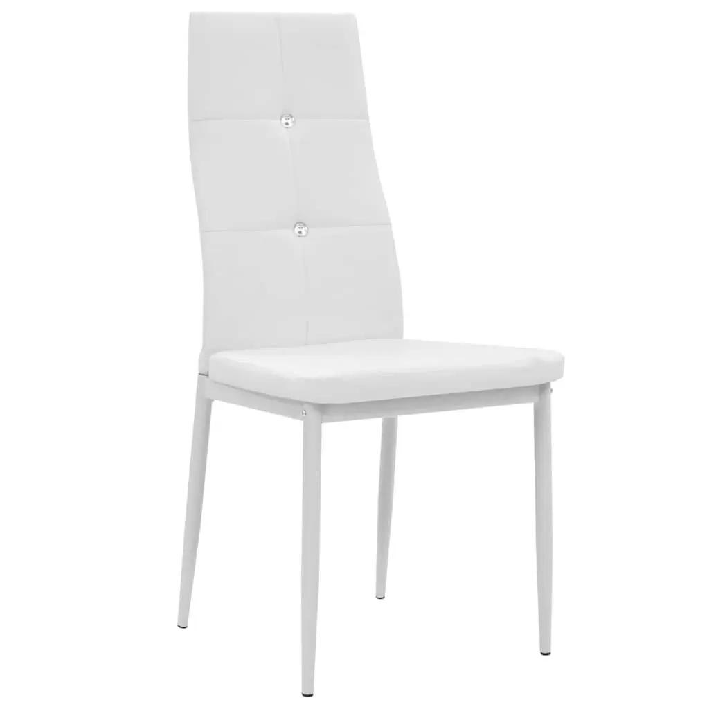 Dining Chairs Padded Seat White Faux Leather Set of 4