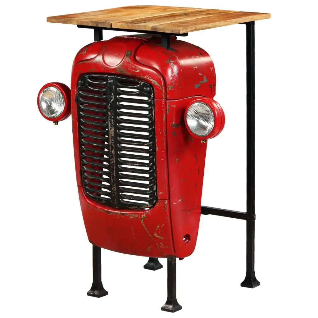 Bar Set 3 Piece Solid Mango Wood Industrial Tractor Design Kitchen Dining