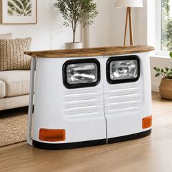 Truck Sideboard Storage Cabinet Solid Mango Wood White Industrial Rustic Style
