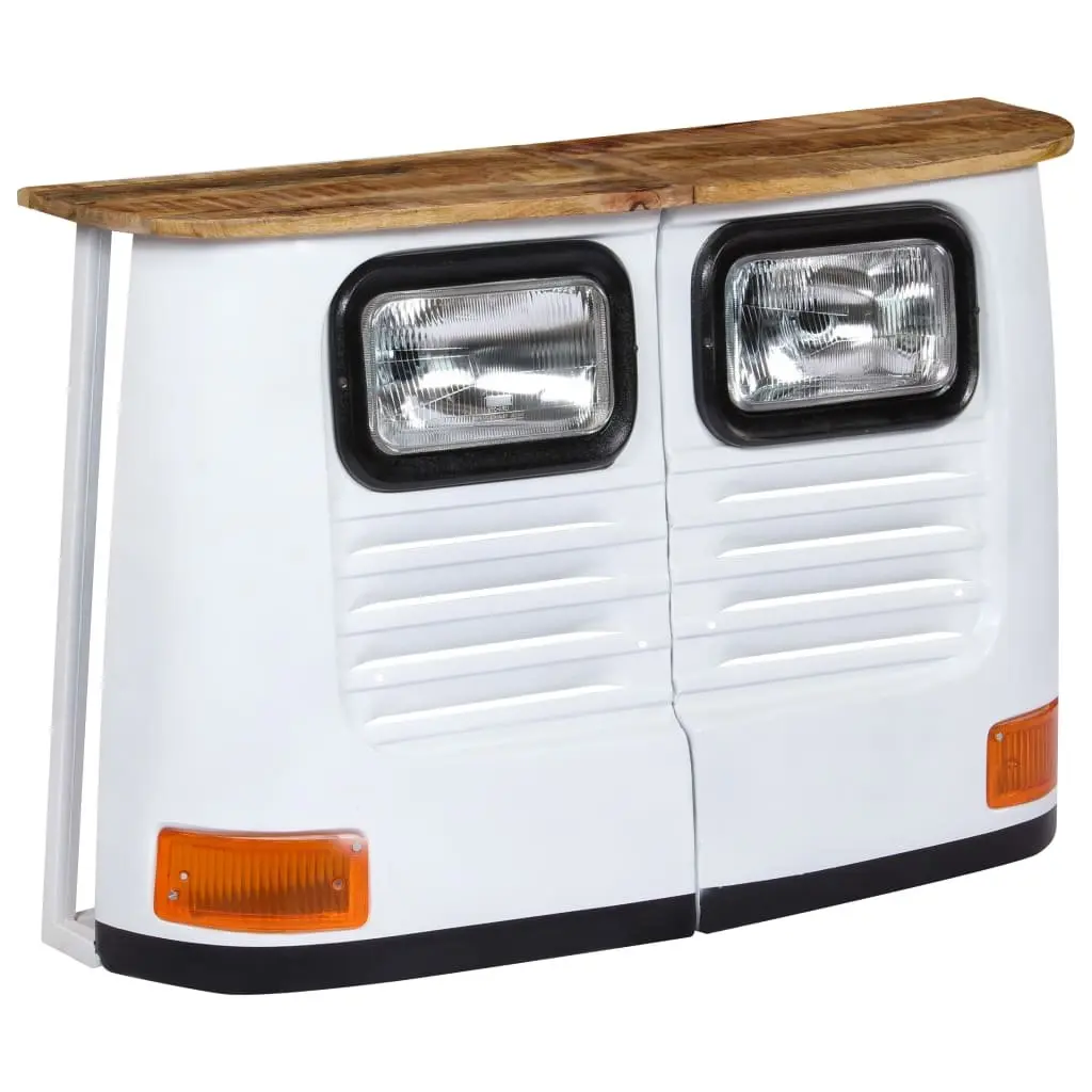 Truck Sideboard Storage Cabinet Solid Mango Wood White Industrial Rustic Style