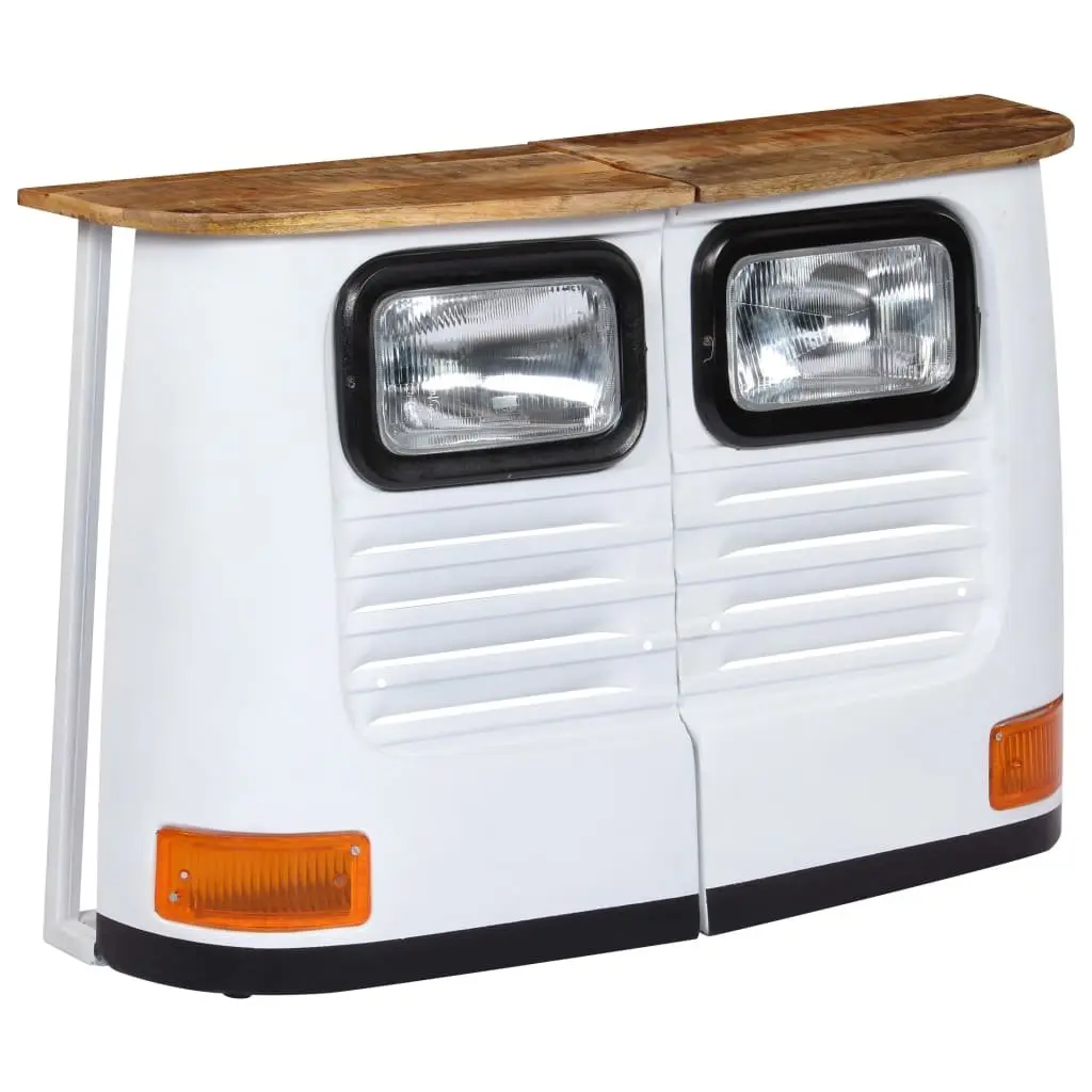 Truck Sideboard Storage Cabinet Solid Mango Wood White Industrial Rustic Style