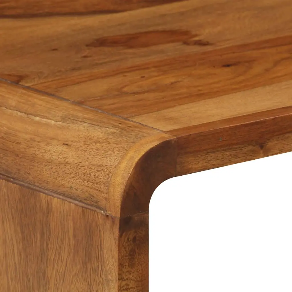 Coffee Table Solid Acacia Wood Large Storage Compartment Brown