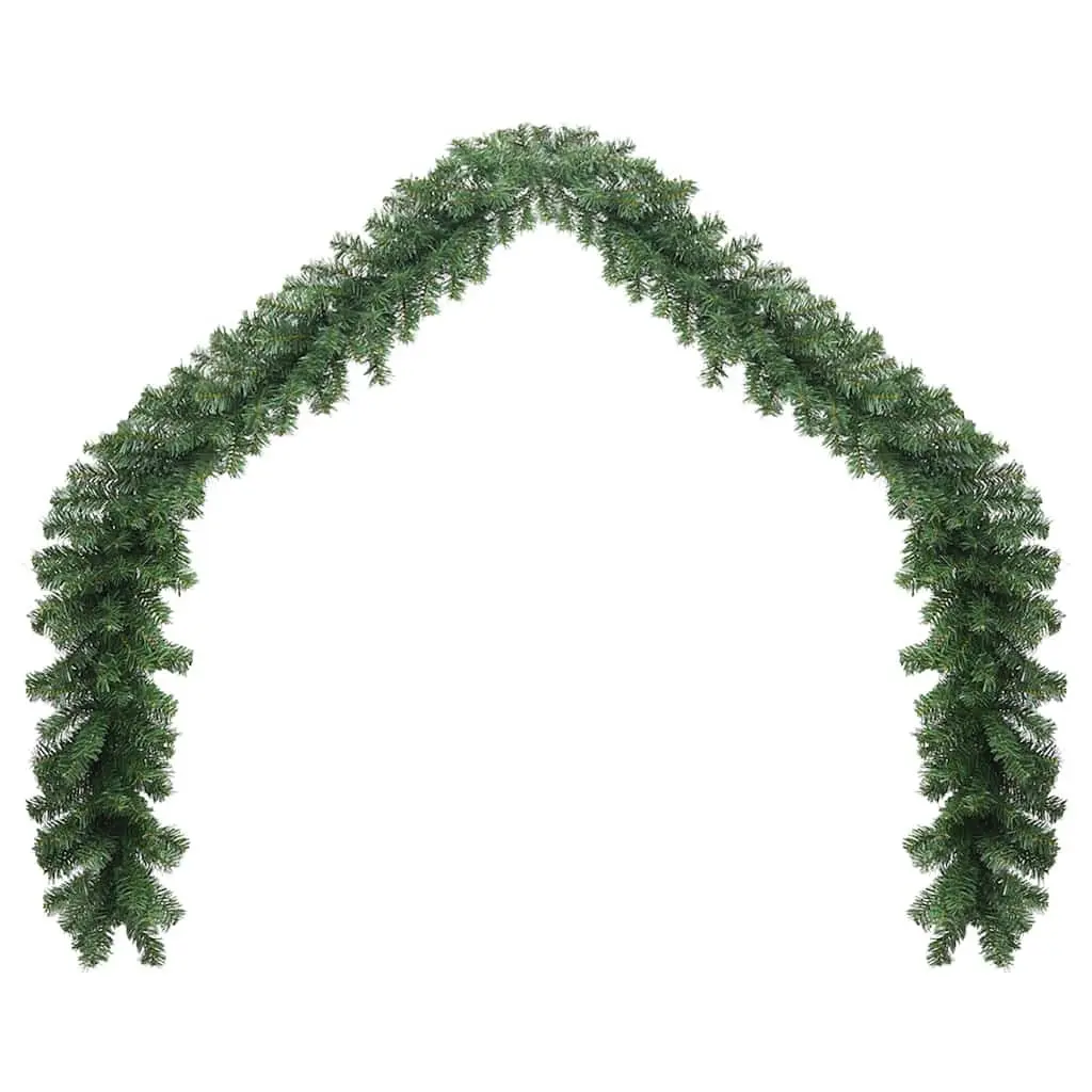 Christmas Garland Green PVC 10m Decoration for Banister Ceiling Fireplace Windows
