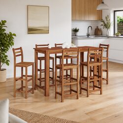 Bar Table Solid Wood Brown Kitchen Dining Room Furniture High Top Counter