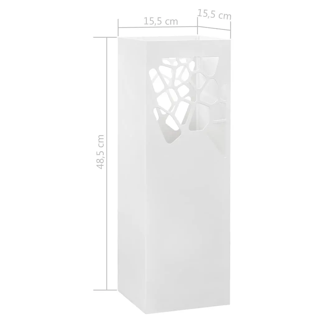 Umbrella Stand with Removable Drip Tray Modern White Steel Holder
