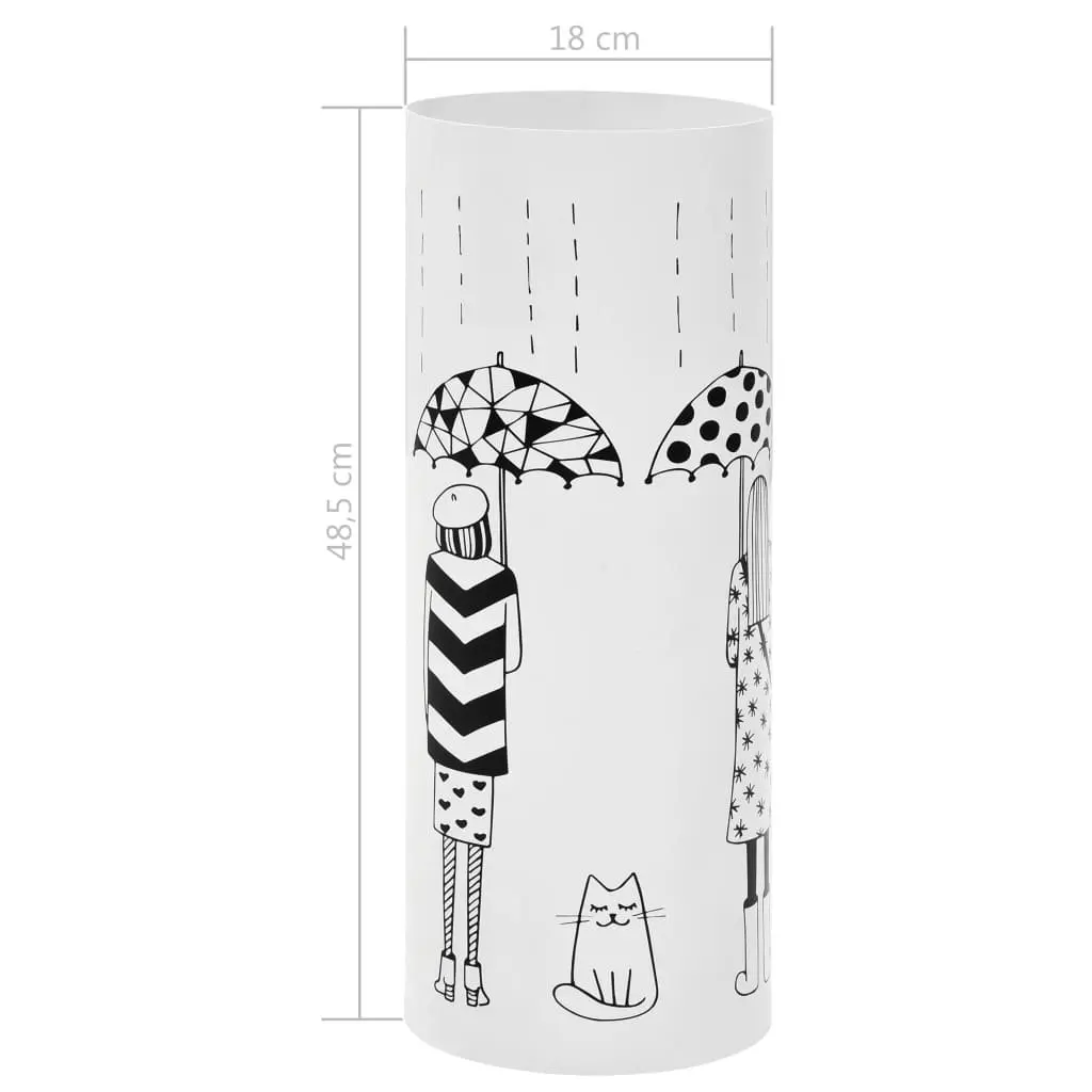 Umbrella Stand Steel Modern White Hallway Entryway Storage Rack Drip Tray