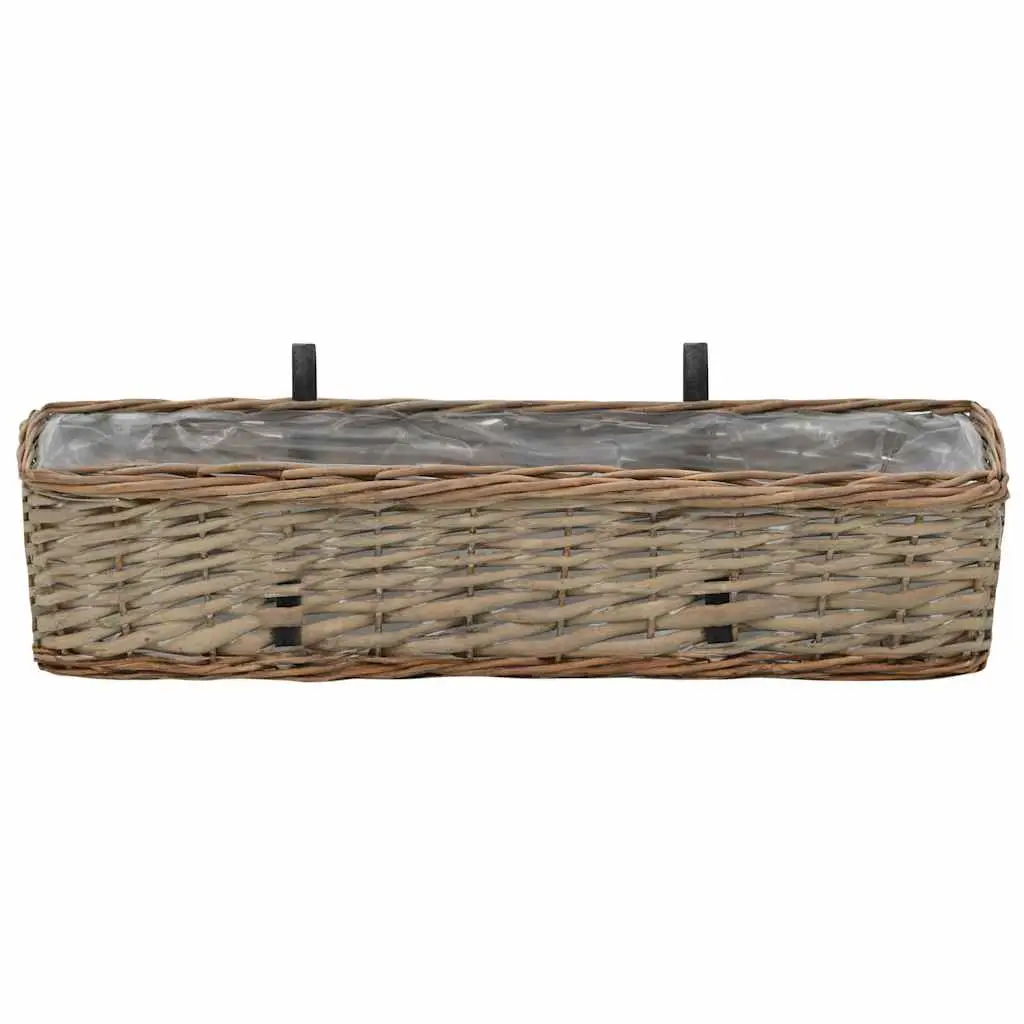 Wicker Planter 60 cm Brown PE Lining Hanging Garden Pot 2 Piece