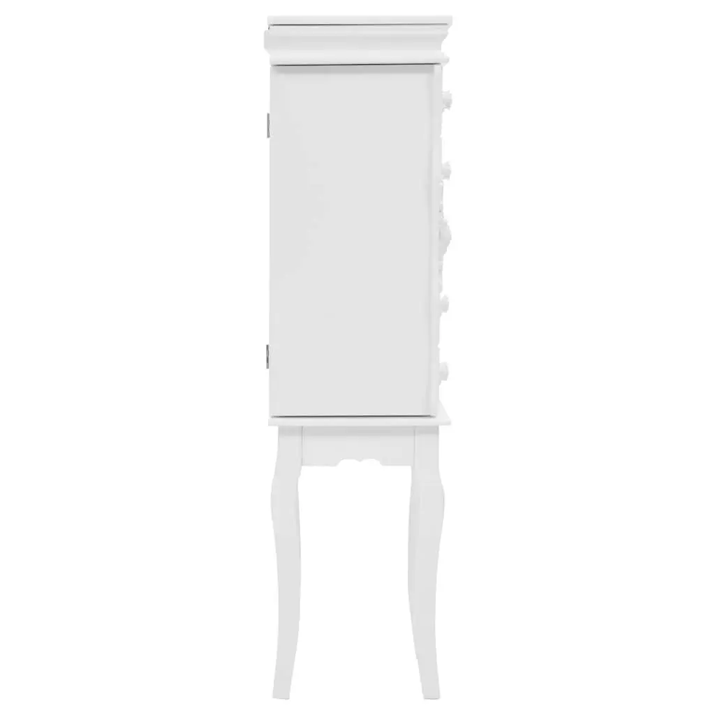 Jewelry Cabinet Free Standing Organizer White MDF with Pine Wood Legs