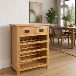 Solid Oak Wood Wine Cabinet Storage Rack Elegant Home Bar Furniture Organiser