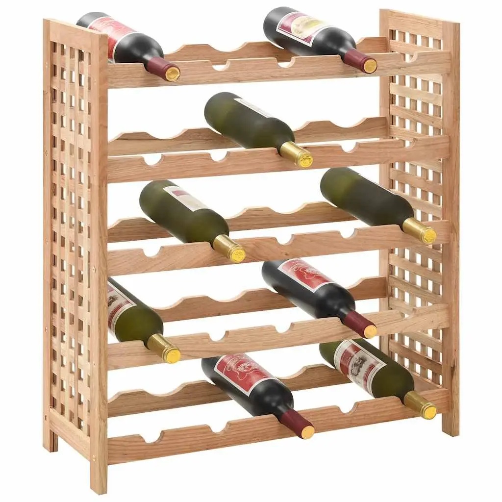 Wine Rack 5-Tier Solid Walnut Wood Storage Cabinet Beige