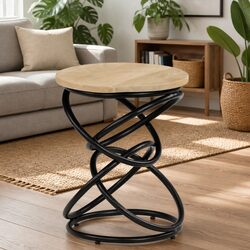 End Table Solid Mango Wood Brown Accent Side Living Room Furniture 40x50cm