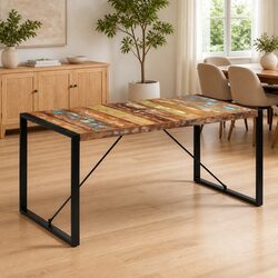 Dining Table 160x80x75 cm Solid Reclaimed Wood Kitchen Furniture Rustic Style