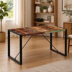 Dining Table 140x70x75 cm Solid Reclaimed Wood Rustic Kitchen Furniture