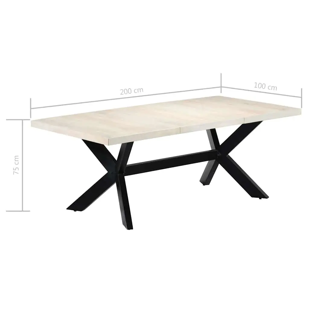 Dining Table Solid Mango Wood Modern Style 200x100x75 cm White