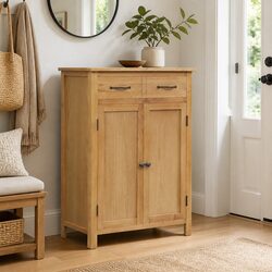 Shoe Cabinet Brown Solid Wood 4 Shelves 1 Drawer Hallway Storage Organiser